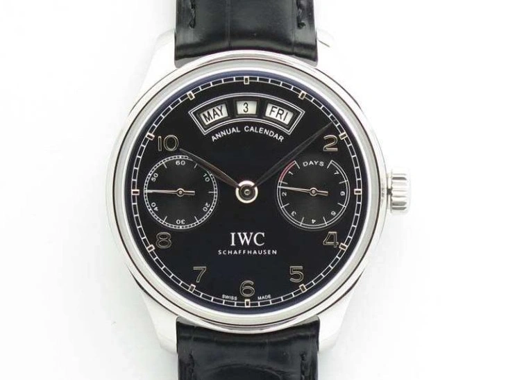 MIROTIME 0408 Portuguese Real PR Real Annual Calendar IW5035 YLF 1:1 Best Edition Black Dial On Leather Strap A Soft 7240